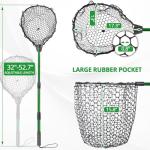 Rubber Fishing Net with Handle - Telescoping Fish Nets for Fishing, Aluminum Alloy Landing Net, Telescoping Handle and Rubber Net, Maximum Load 20 Pounds, M Hoop Size: 17.3″ x 13″