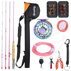 Sougayilang Fly Fishing Rod Reel Combo,Ultra Light Potable Fly Rod with Powerful Reel and Accessories Good Starter Kit 5/6