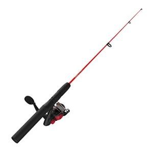 Zebco Dock Demon Spinning Reel and Fishing Rod Combo, 30-inch 1-Piece Fiberglass Fishing Pole, EVA Rod Handle, Size 10 Reel, Powertrain Drag, Pre-Spooled with 6-Pound Zebco Line, Red
