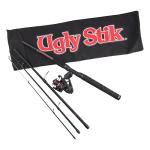 Ugly Stik GX2 Spinning Reel and 7' Fishing Rod Combo Travel Kit, Includes Cloth Travel Bag, 4-Piece, Graphite and Fiberglass Rod with Clear Tip Design