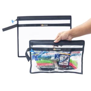 KASTONG 2 Layer Water-resistant Fishing Bait PVC Clear Storage Bag BaitShield Tackle Bag Storage for Bait Tackle Lures Soft Plastics and Fishing Gear Large Capacity 2 Size (1Pc Medium+1Pc Large)
