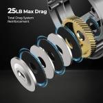 Piscifun Chaos Pro Baitcasting Fishing Reel, CNC Machined Aluminum Body Round Catfish Reel with 25LB Max Drag, Trolling Reel with Level Wind & Magnetic Braking for Lake & Saltwater, Gold, Right Hand