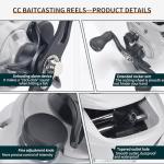 Fishing Reel CC Baitcast Baitcasting Reels Right Hand Baitcast Reel 7.1:1 Gear Ratio 18LB Max Drag Aluminum Magnesium Gear 0.35lb Weight for Saltwater and Freshwater Bass