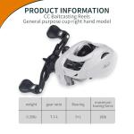 Fishing Reel CC Baitcast Baitcasting Reels Right Hand Baitcast Reel 7.1:1 Gear Ratio 18LB Max Drag Aluminum Magnesium Gear 0.35lb Weight for Saltwater and Freshwater Bass