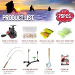 QualyQualy IFishing Rod and Reel Combo, Fishing Combo Complete Set Ice Fishing Kit with Ice Fishing Rod Holder Ice Fishing Jig Line, Left Hand