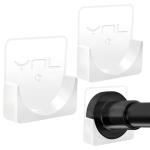 YNL 2 Pack Adhesive Shower Rod Holders, Transparent Rod Retainer | Never Fall Down Shower Tension Rod Holders for Wall(Rod Not Included)