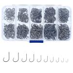 ELLYCIO 500PCS Small Fishing Hooks, High Carbon Steel 10 Sizes for Freshwater Saltwater