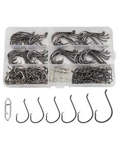 Facikono Circle Hooks Saltwater Catfish Bass Fishing Hooks, 180pcs Octopus Offset Fishing Hooks with 5pcs Power Clips