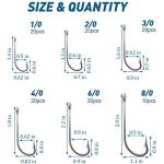Saltwater J Hooks, 130pcs Stainless Steel O'Shaughnessy Long Shank Forged Trolling Hooks - Extra Strong With Fishing Beads for Saltwater and Freshwater Fishing