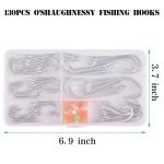Saltwater J Hooks, 130pcs Stainless Steel O'Shaughnessy Long Shank Forged Trolling Hooks - Extra Strong With Fishing Beads for Saltwater and Freshwater Fishing