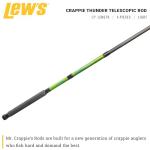 Lew's Crappie Thunder Telescopic Rod, 12-Foot 4-Piece Fishing Rod, Light Power, Fast Action, Premium Fiberglass Blank, EVA Foam Handle, Crappie Thunder Green