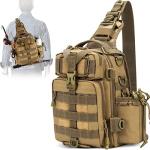 BLISSWILL Fishing Backpack Outdoor Tackle Bag Large Fishing Tackle Bag Water-resistant pack with Rod Holder Shoulder Backpack (Khaki)