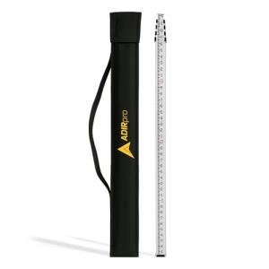 AdirPro 16-Foot Aluminum Grade Rod - 10ths, Dual Sided 5-Section Telescopic Leveling Rod – Bubble Level and Soft Carrying Case Included