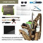 BLISSWILL Fishing Backpack Outdoor Tackle Bag Large Fishing Tackle Bag Water-resistant pack with Rod Holder Shoulder Backpack (Khaki)