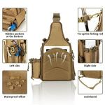 BLISSWILL Fishing Backpack Outdoor Tackle Bag Large Fishing Tackle Bag Water-resistant pack with Rod Holder Shoulder Backpack (Khaki)