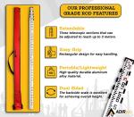 AdirPro 16-Foot Aluminum Grade Rod - 10ths, Dual Sided 5-Section Telescopic Leveling Rod – Bubble Level and Soft Carrying Case Included