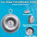 Pfeibk Fishing Weights Sinkers Disc Sinkers, Coin Fishing Sinkers Surf Fishing Weights Saltwater Bottom Fishing Trolling Catfish Weights, Heavy Fish Weight 1oz 2oz 3oz 4oz 5oz (10pcs 1oz)