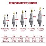 Proximitck Fishing Weight Set, Triangle & Bullet Lead Sinkers, Assorted Sizes (15pcs: 7.5g, 11g, 15g, 18g, 22g)