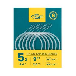 SF 6PCS Pre-Tied Loop Fly Tapered Leaders Fly Fishing Trout Leader Nylon 9FT 5X