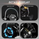 Fishdrops Fishing Reels Spinning Reel Left/Right Interchangeable Aluminium Handle, 7.5 oz Ultralight Spinning Reels, 5.5:1 Gear Ratio Deep/Shallow Aluminum Spool for Freshwater and Saltwater