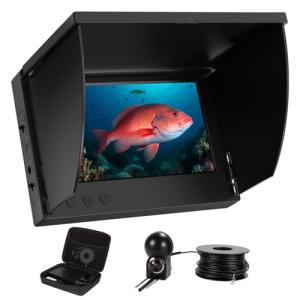 Underwater Fishing Camera 5 Inch, 1000TVL IPS Monitor Fish Finder, Infrared Night Vision, Wide Angle IP68 Waterproof with 65ft Cable for Ice, River and Boat-S1