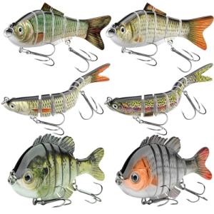 Fishing Lures for Freshwater and Saltwater, CHSMONB 6 Pcs Slow Sinking Most Lifelike Jointed Swimbait for Bass Trout Crappie Walleye Pike, Amazing Gifts for Men and Family