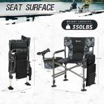 X Strike Fishing Chairs with Rod Holder, Folding Ice Fishing Chair for Adults Outdoor Camping Chair Leg Adjustable with Cooler Bag and Storage Bag for Ice Fishing, Camp, Lawn, Patio, Garden