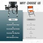 X Strike Fishing Chairs with Rod Holder, Folding Ice Fishing Chair for Adults Outdoor Camping Chair Leg Adjustable with Cooler Bag and Storage Bag for Ice Fishing, Camp, Lawn, Patio, Garden