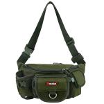 Piscifun Fishing Tackle Bag with Adjustable Waist Strap, Portable Multi-function Fanny Fishing Storage Pack, Army Green