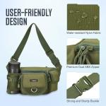 Piscifun Fishing Tackle Bag with Adjustable Waist Strap, Portable Multi-function Fanny Fishing Storage Pack, Army Green