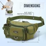 Piscifun Fishing Tackle Bag with Adjustable Waist Strap, Portable Multi-function Fanny Fishing Storage Pack, Army Green