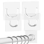 PANKQQ 4 Pack Shower Curtain Rod Holder for Wall, Shower Rod Holder with Strong Adhesive, Tension Curtain Rod Bracket No Drilling (Rod Not Included)