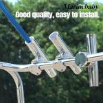 Marinebaby (2X) 316 Stainless Tournament Style Boat Fishing Holder Clamp on Fishing Rod Holder for Boat 1-1/4" to 2" Rail Gimbal Pin at Bottom