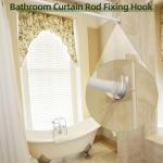 PANKQQ 4 Pack Shower Curtain Rod Holder for Wall, Shower Rod Holder with Strong Adhesive, Tension Curtain Rod Bracket No Drilling (Rod Not Included)