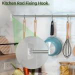 PANKQQ 4 Pack Shower Curtain Rod Holder for Wall, Shower Rod Holder with Strong Adhesive, Tension Curtain Rod Bracket No Drilling (Rod Not Included)