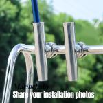 Marinebaby (2X) 316 Stainless Tournament Style Boat Fishing Holder Clamp on Fishing Rod Holder for Boat 1-1/4" to 2" Rail Gimbal Pin at Bottom