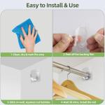 PANKQQ 4 Pack Shower Curtain Rod Holder for Wall, Shower Rod Holder with Strong Adhesive, Tension Curtain Rod Bracket No Drilling (Rod Not Included)