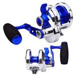 PROBEROS Conventional Reel Trolling Reels - Lever Drag Deep Sea Ocean Big Game Offshore Jigging Fishing Reels - Blue Silver (500, Left)