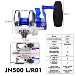 PROBEROS Conventional Reel Trolling Reels - Lever Drag Deep Sea Ocean Big Game Offshore Jigging Fishing Reels - Blue Silver (500, Left)