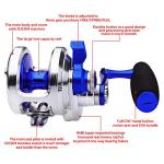 PROBEROS Conventional Reel Trolling Reels - Lever Drag Deep Sea Ocean Big Game Offshore Jigging Fishing Reels - Blue Silver (500, Left)
