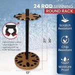 Rush Creek Creations 24 Rod Fishing Pole Holder - 360° Rotating Rack for Garage Organization and Storage, Reels, Gear, Accessories, Tackle Box
