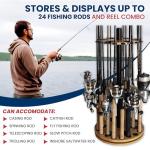 Rush Creek Creations 24 Rod Fishing Pole Holder - 360° Rotating Rack for Garage Organization and Storage, Reels, Gear, Accessories, Tackle Box