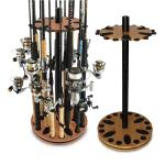Rush Creek Creations 24 Rod Fishing Pole Holder - 360° Rotating Rack for Garage Organization and Storage, Reels, Gear, Accessories, Tackle Box