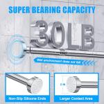 TEECK Shower Curtain Rod, 27-76 inch Adjustable Spring Tension Curtain Rod, Never Rust Anti-Slip Shower Curtain Rod for Bathroom, No Drilling, Never Collapse, Easy to Use, Silver