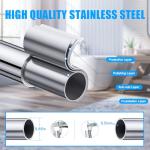 TEECK Shower Curtain Rod, 27-76 inch Adjustable Spring Tension Curtain Rod, Never Rust Anti-Slip Shower Curtain Rod for Bathroom, No Drilling, Never Collapse, Easy to Use, Silver