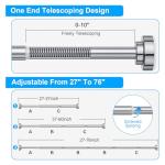 TEECK Shower Curtain Rod, 27-76 inch Adjustable Spring Tension Curtain Rod, Never Rust Anti-Slip Shower Curtain Rod for Bathroom, No Drilling, Never Collapse, Easy to Use, Silver
