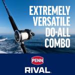 PENN 7’ Rival Level Wind Fishing Rod and Reel Conventional Combo, 7’, 1 Graphite Composite Fishing Rod with 2 Reel, Durable, Break Resistant and Lightweight