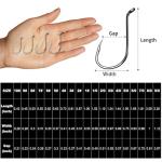FishTrip Octopus Hooks Fishing Saltwater - 100pcs Offset Beak Fish Hooks/Closed Eye/Barded/Black for Fishing Rigs Bass Catfish 3/0