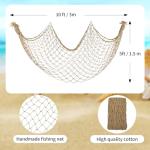 Decorative Fishing Net 5x10 ft,YuanDe 2 Pack Large Caramel Picture Fish Net, Wall Photo Hanging Fishnet for Nautical Mermaid Pirate Ocean Themed Hawaii Beach Under The Sea Party Decorations