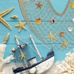 Decorative Fishing Net 5x10 ft,YuanDe 2 Pack Large Caramel Picture Fish Net, Wall Photo Hanging Fishnet for Nautical Mermaid Pirate Ocean Themed Hawaii Beach Under The Sea Party Decorations